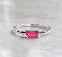 Padparadascha Sapphire Baguette Ring