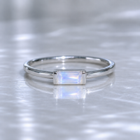 Baguette Rainbow Moonstone Ring