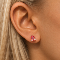 Padparadscha Sapphire Pear Cut Stud Earring