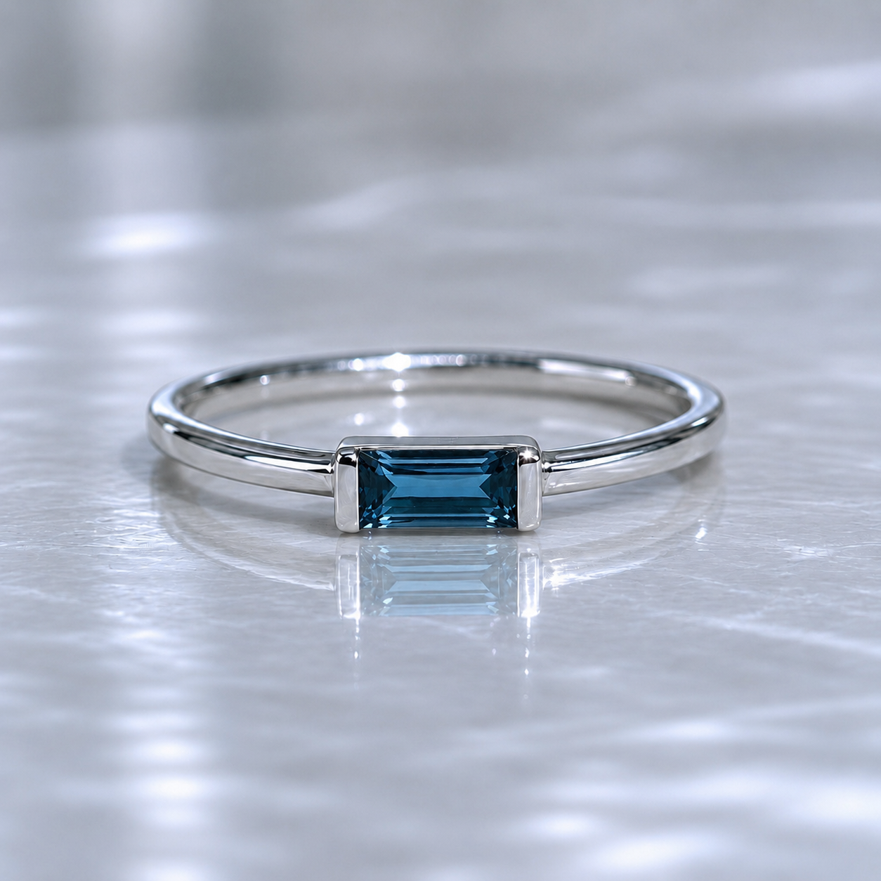 London Blue Topaz Baguette Ring