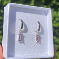 Alexandrite Baguette Hoop Earrings