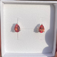 Padparadscha Sapphire Pear Cut Stud Earring