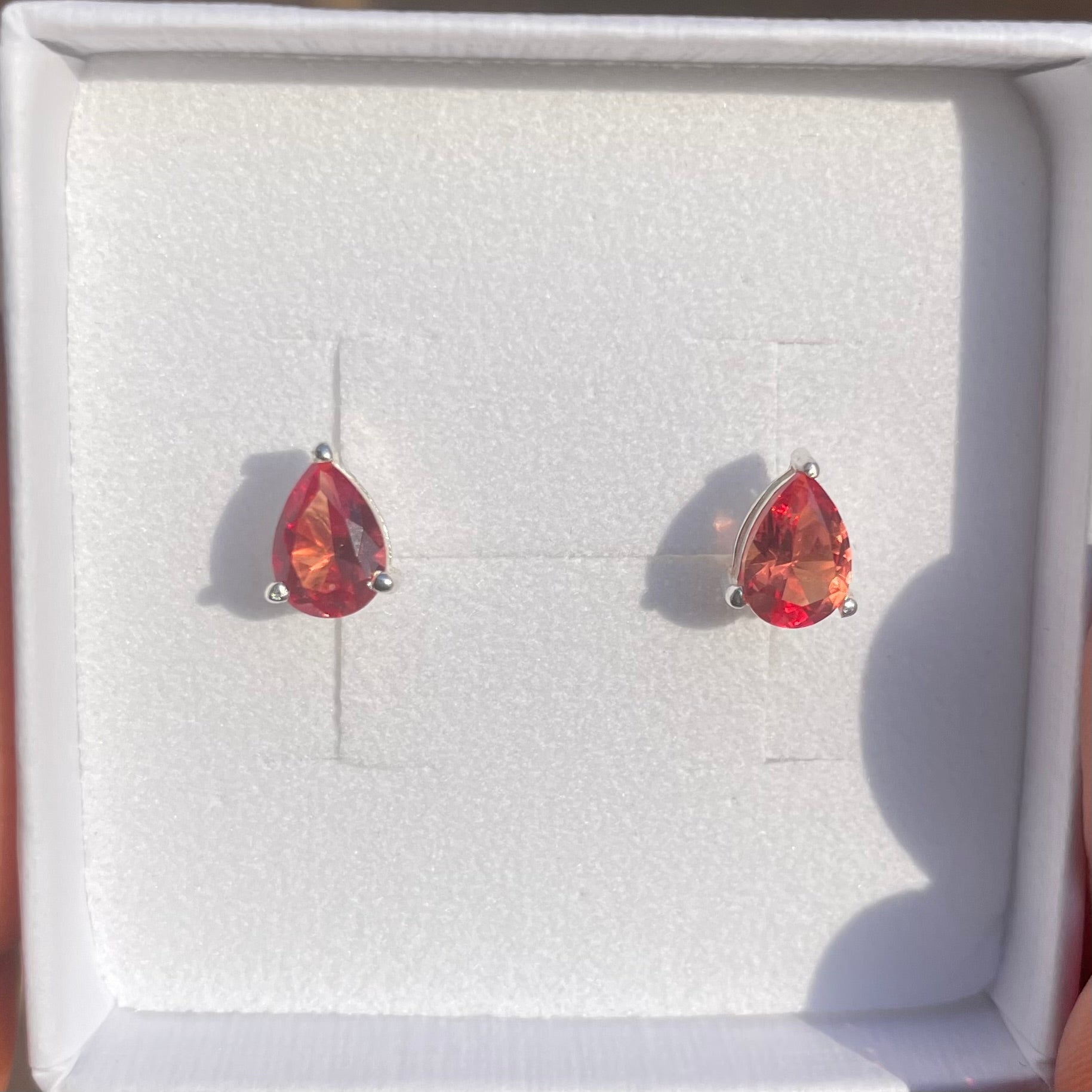 Padparadscha Sapphire Pear Cut Stud Earring