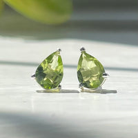 Natural Peridot Pear Cut Stud Earrings