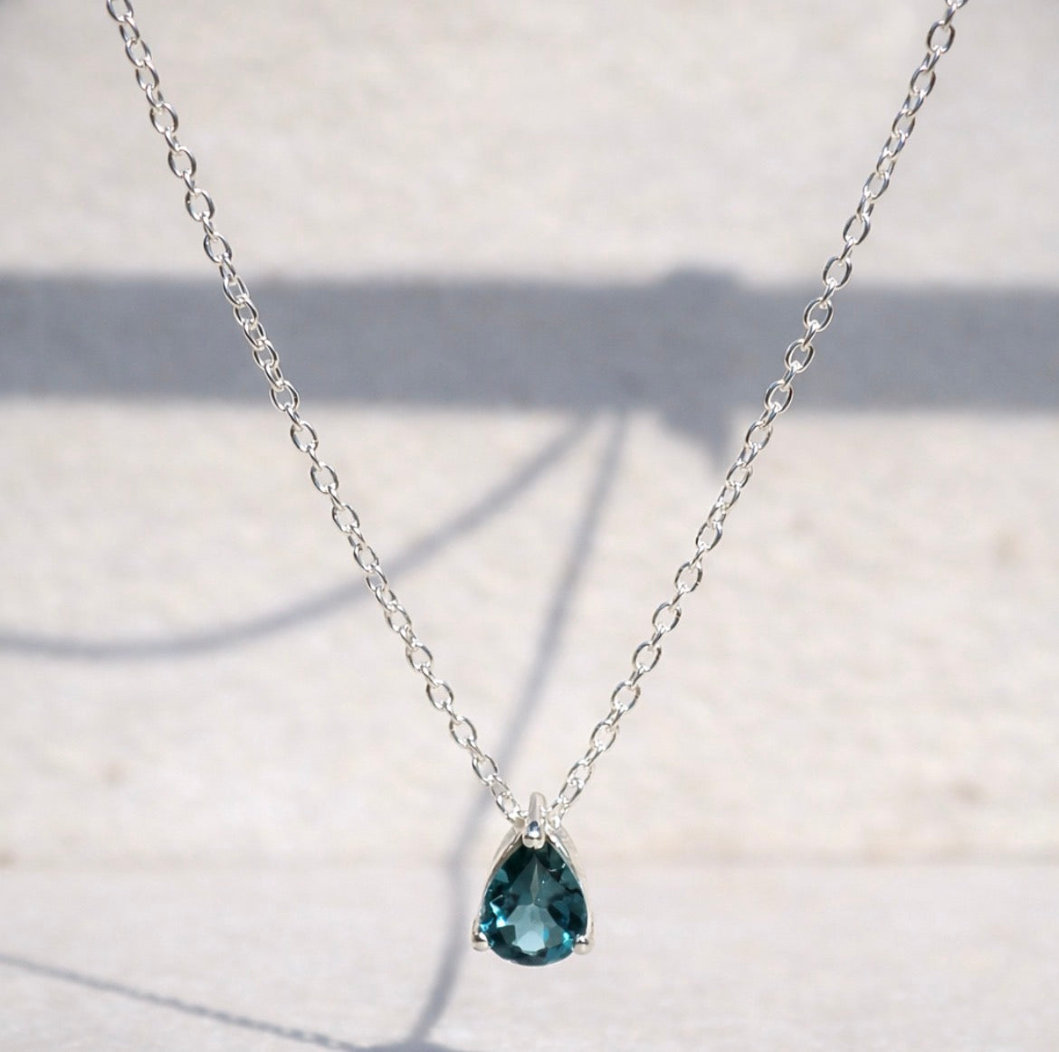 London Blue Topaz Pear Cut Pendant Necklace