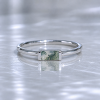 Moss Agate Baguette Ring
