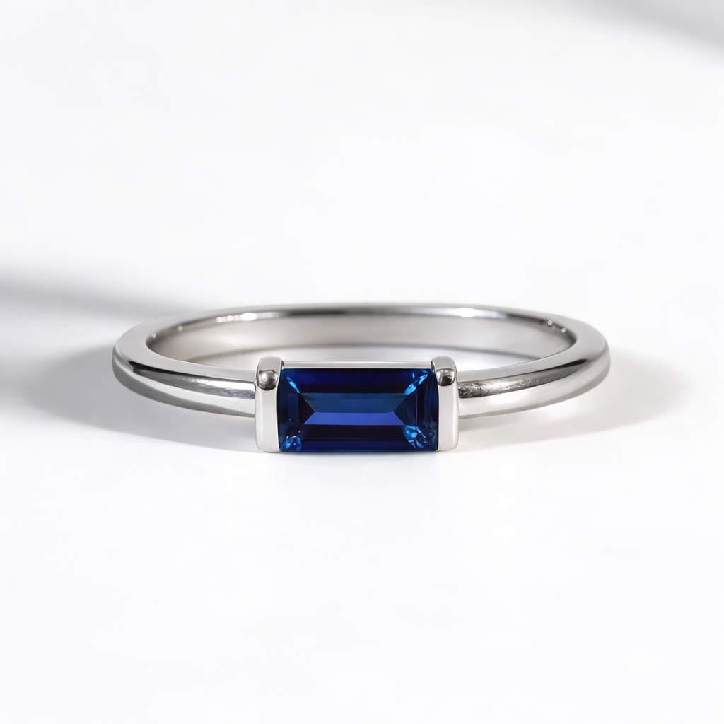 Blue Sapphire Baguette Ring