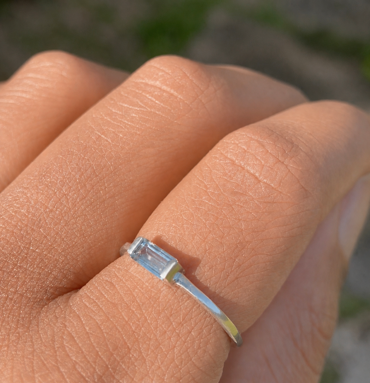 Aquamarine Baguette Ring