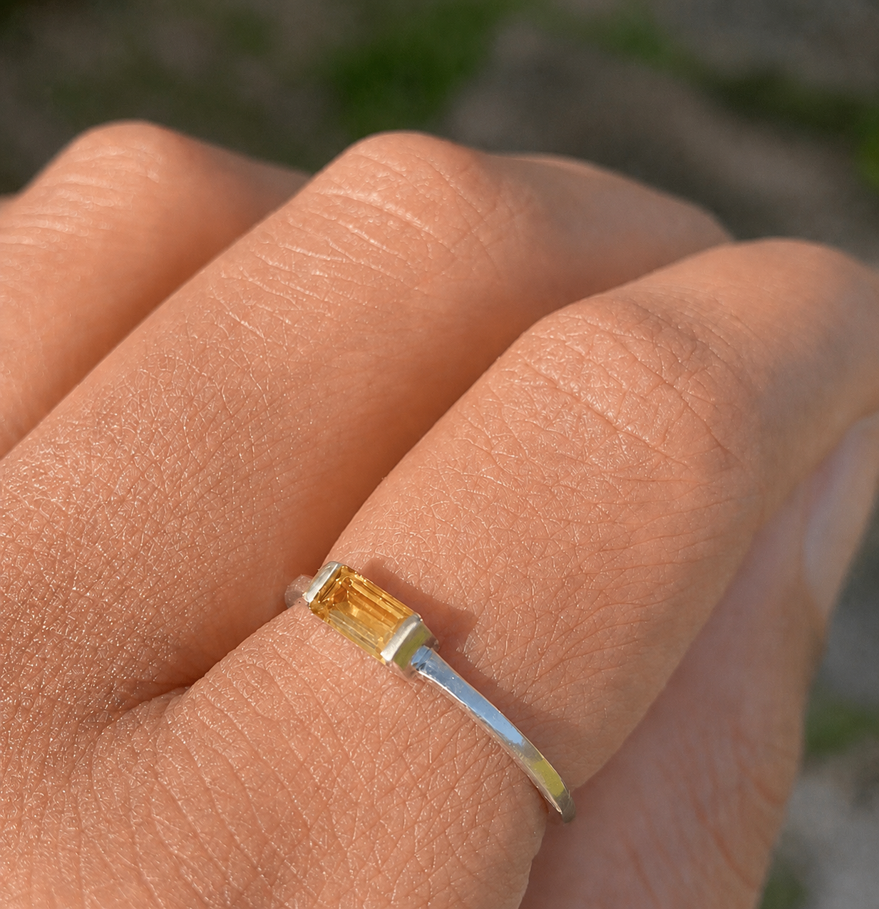 Citrine Baguette Ring