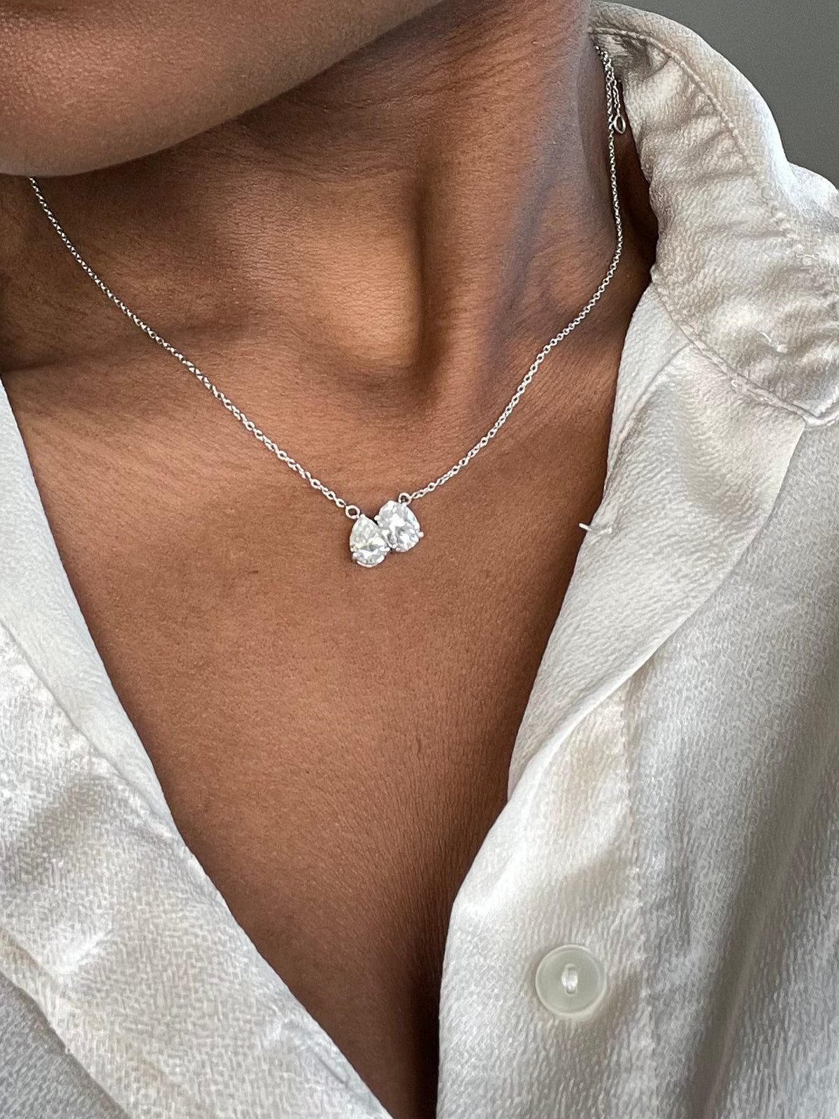 Solitaire Double Stone Necklace