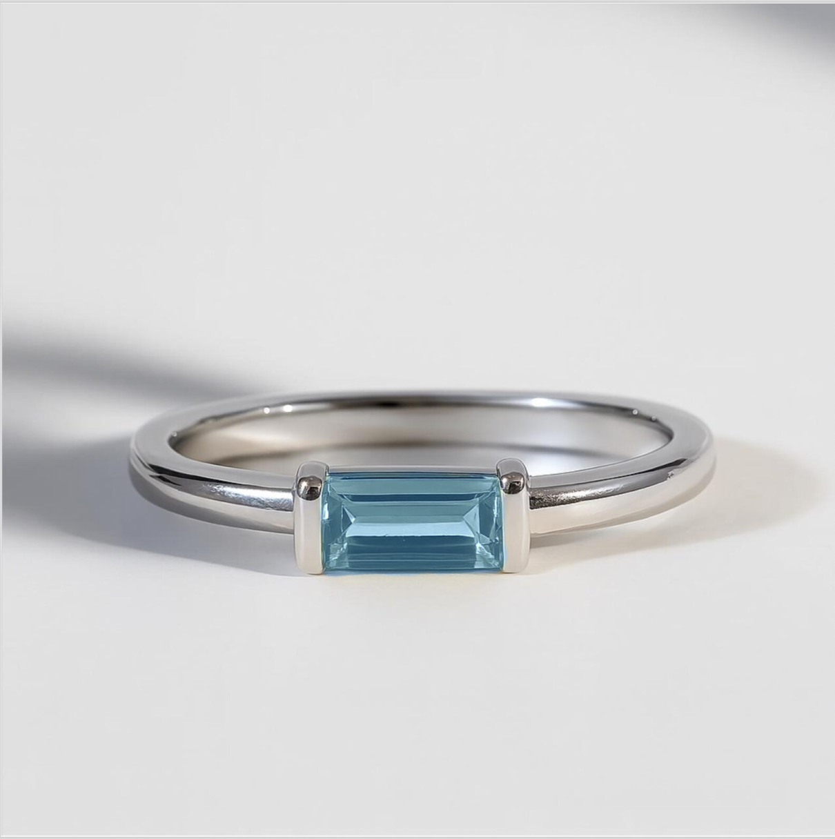 Aquamarine Baguette Ring