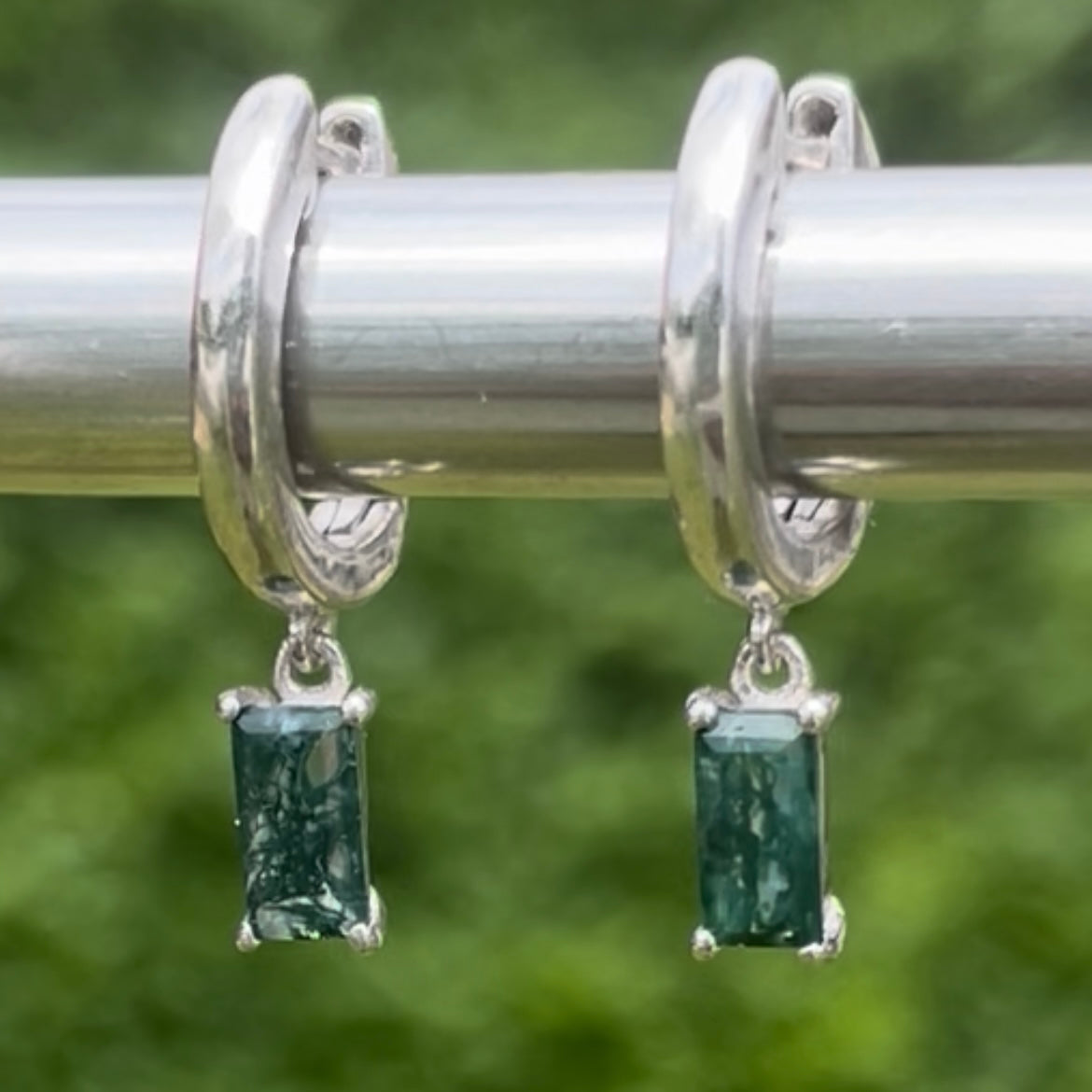 Moss Agate Hoop Earring