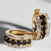Black Onyx & Moissanite Triple Huggie Hoop Earring