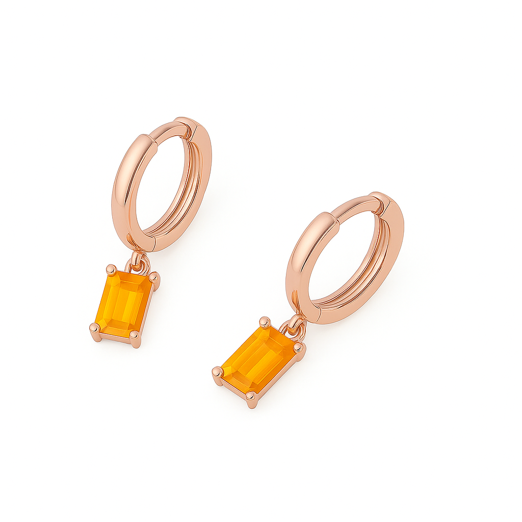 Citrine Baguette Earring