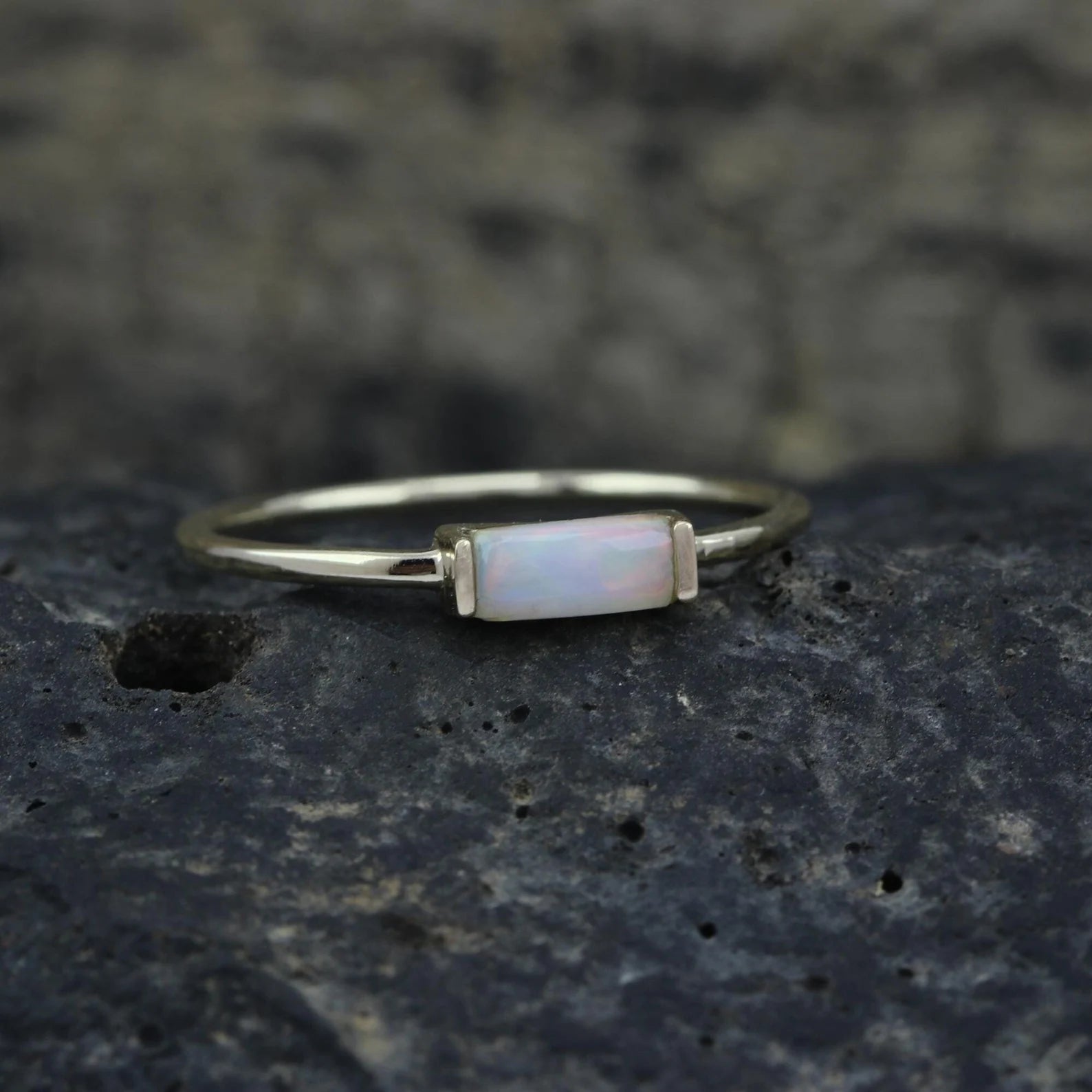 Ethiopian Opal Baguette Ring