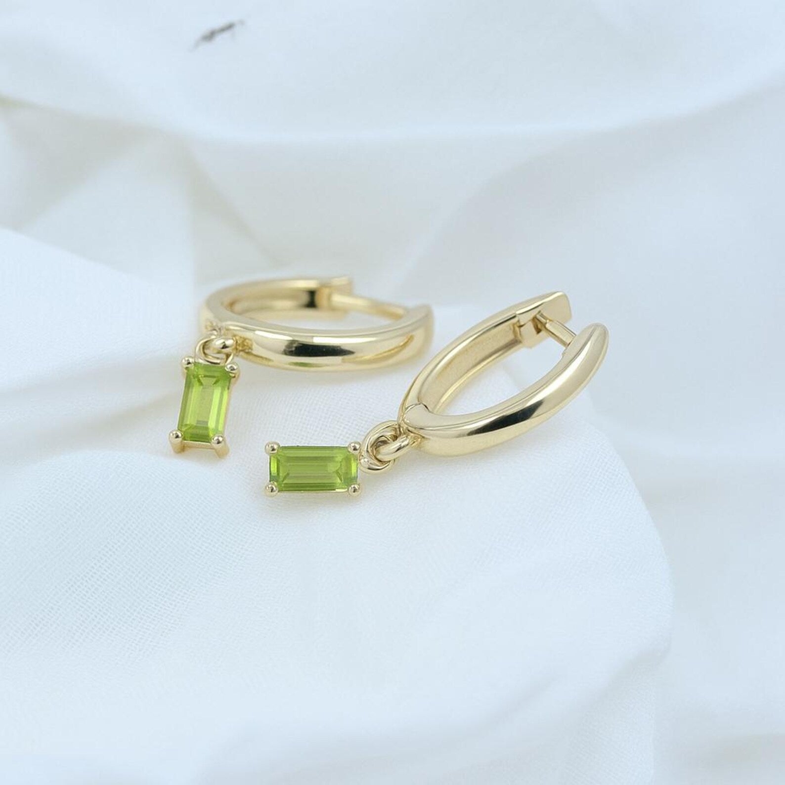 Peridot Baguette Earring