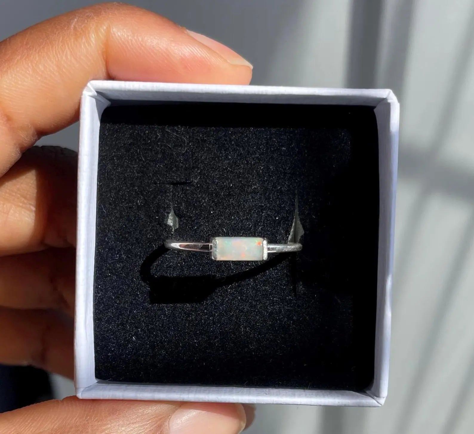 Ethiopian Opal Baguette Ring