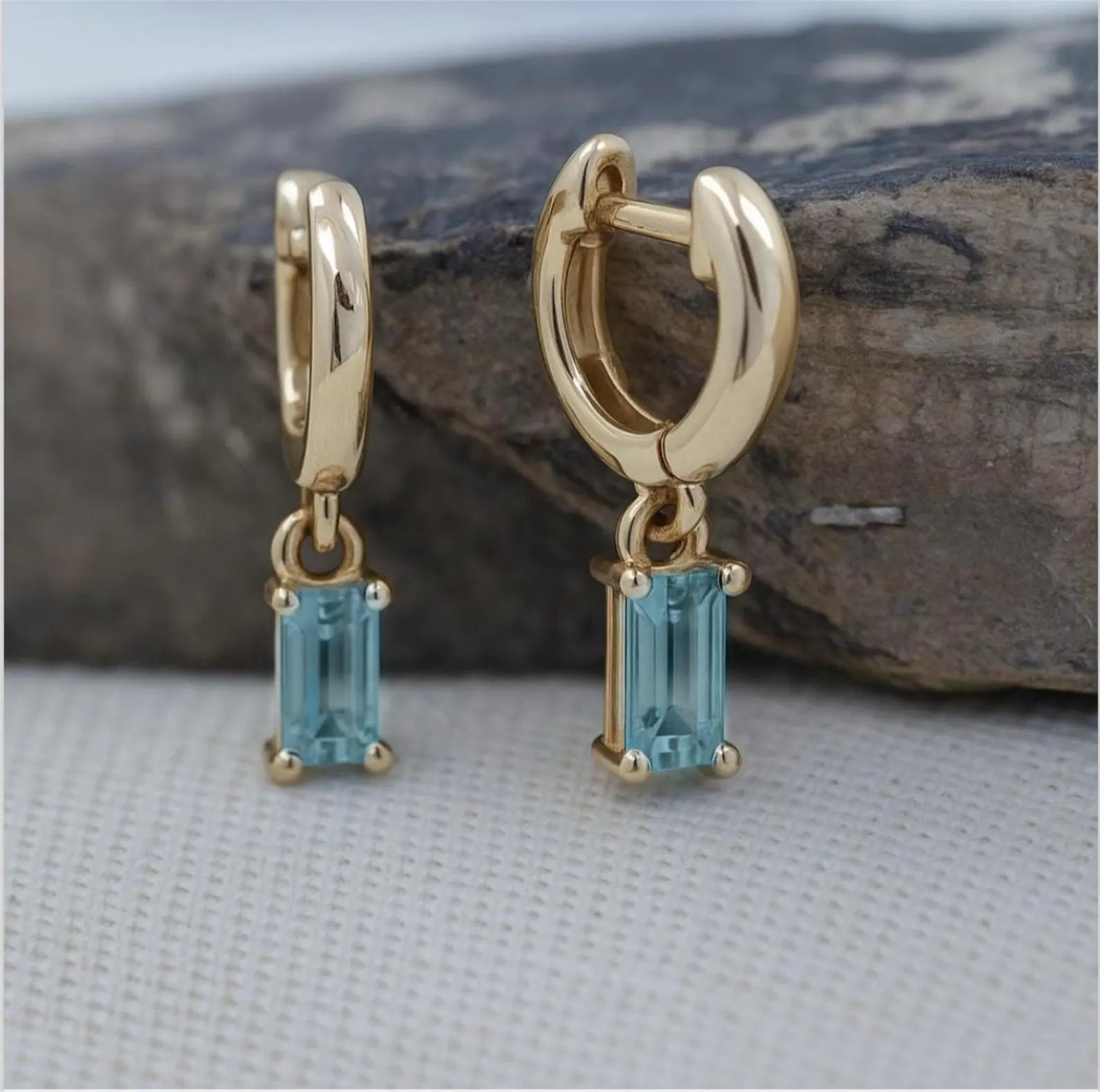 Aquamarine Baguette Earring