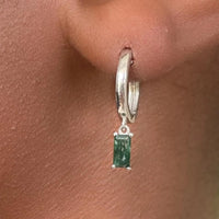 Moss Agate Baguette Earring