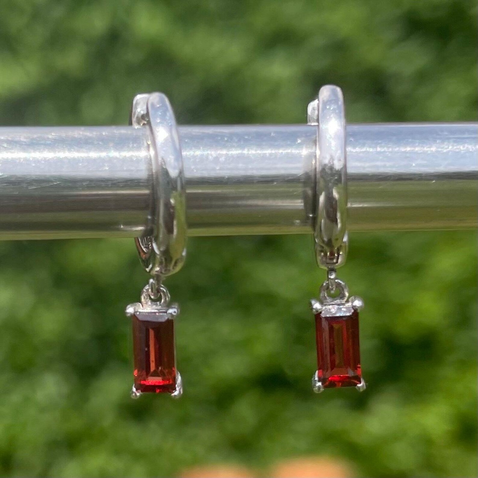 Garnet Baguette Earring