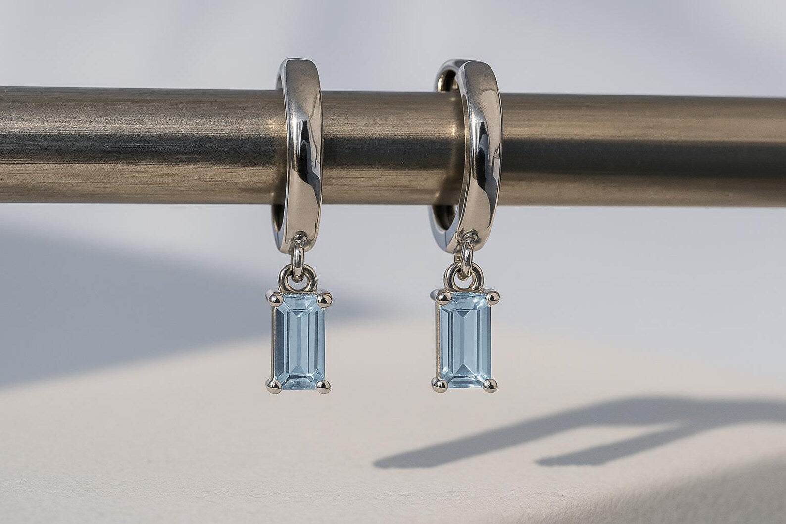Blue Topaz Baguette Earring