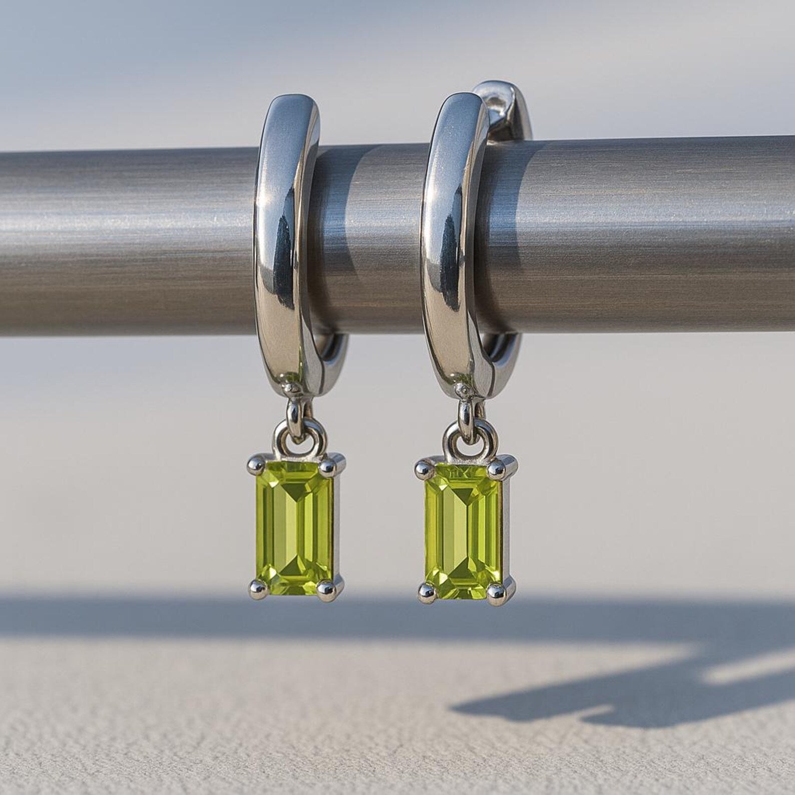 Peridot Baguette Earring