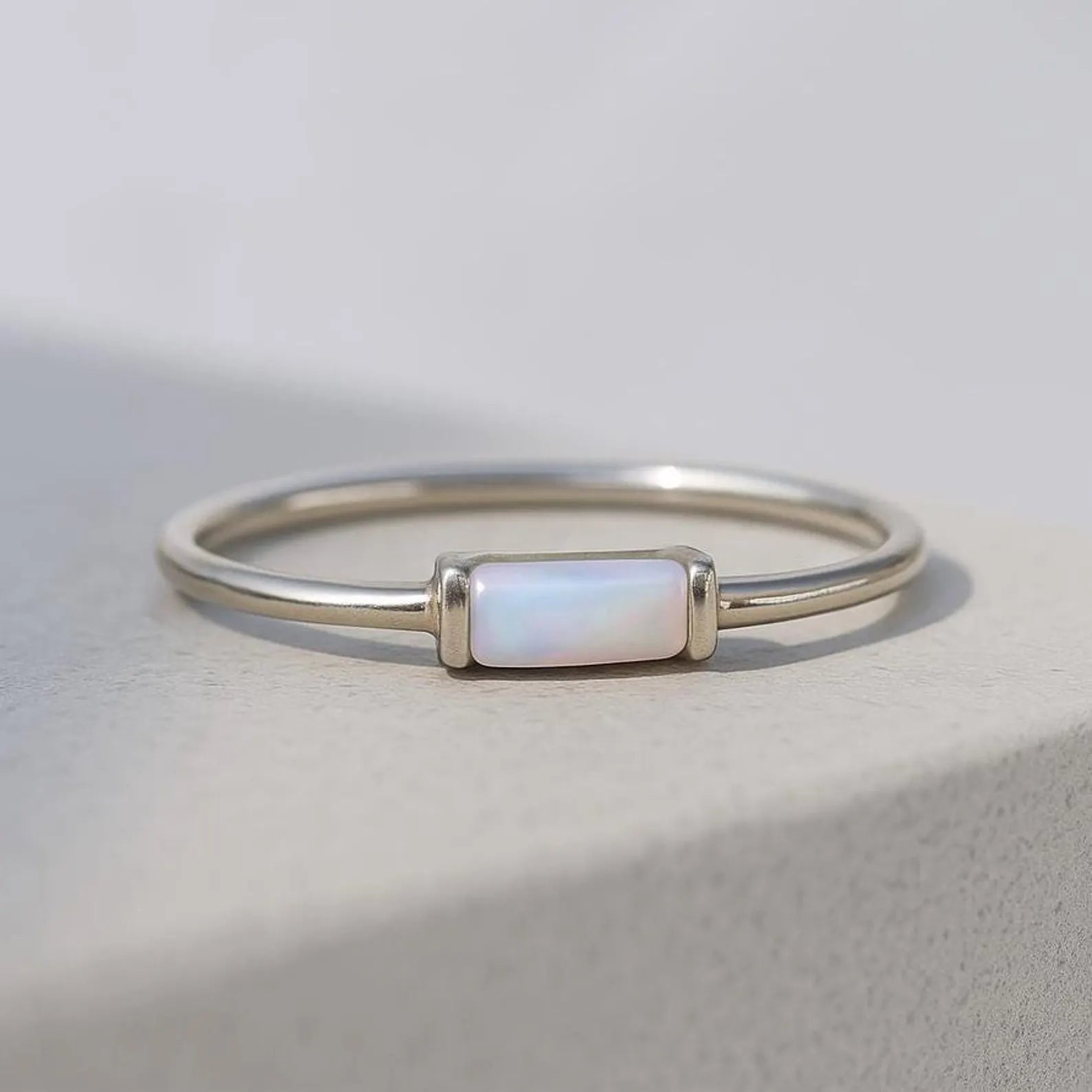 Ethiopian Opal Baguette Ring