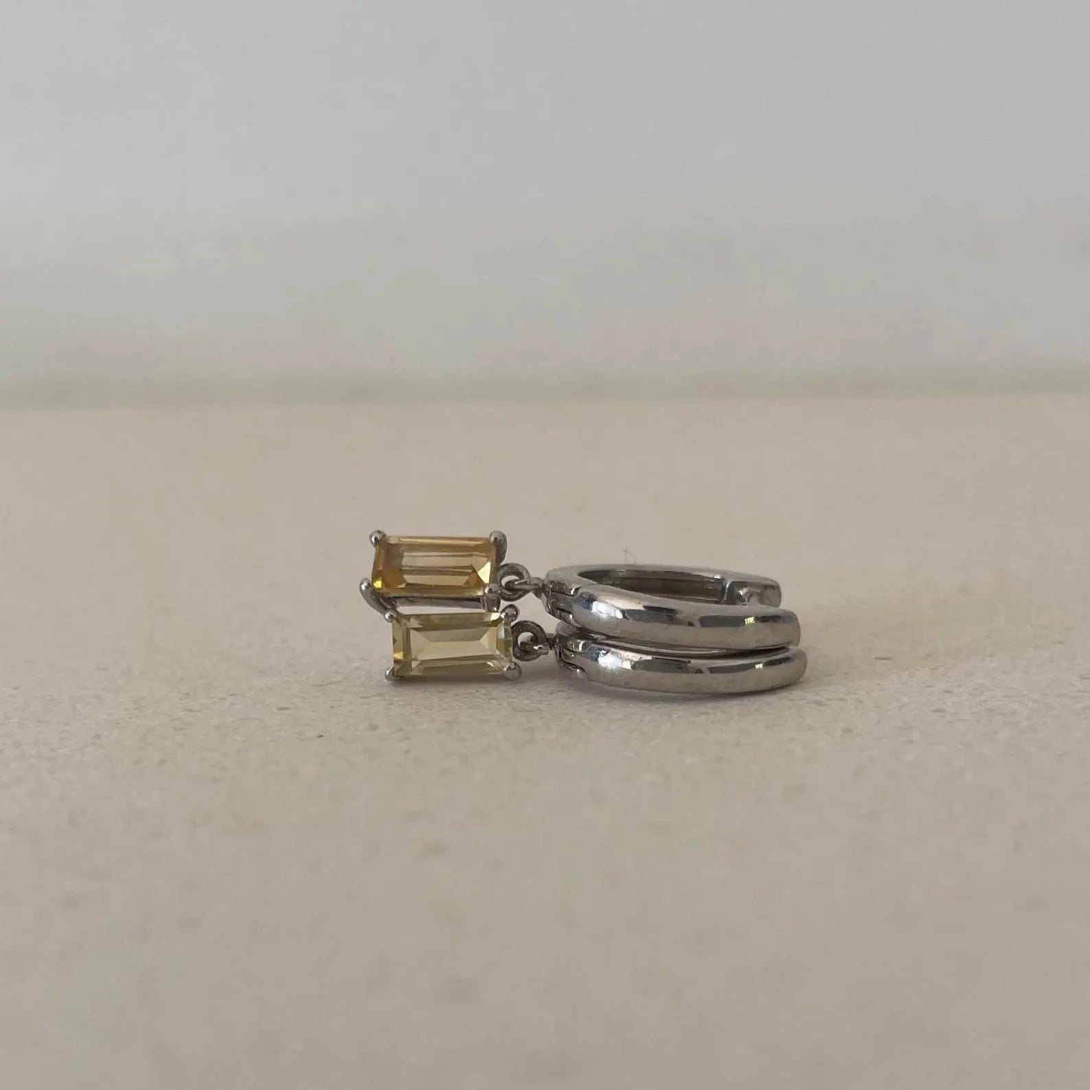 Citrine Baguette Earring