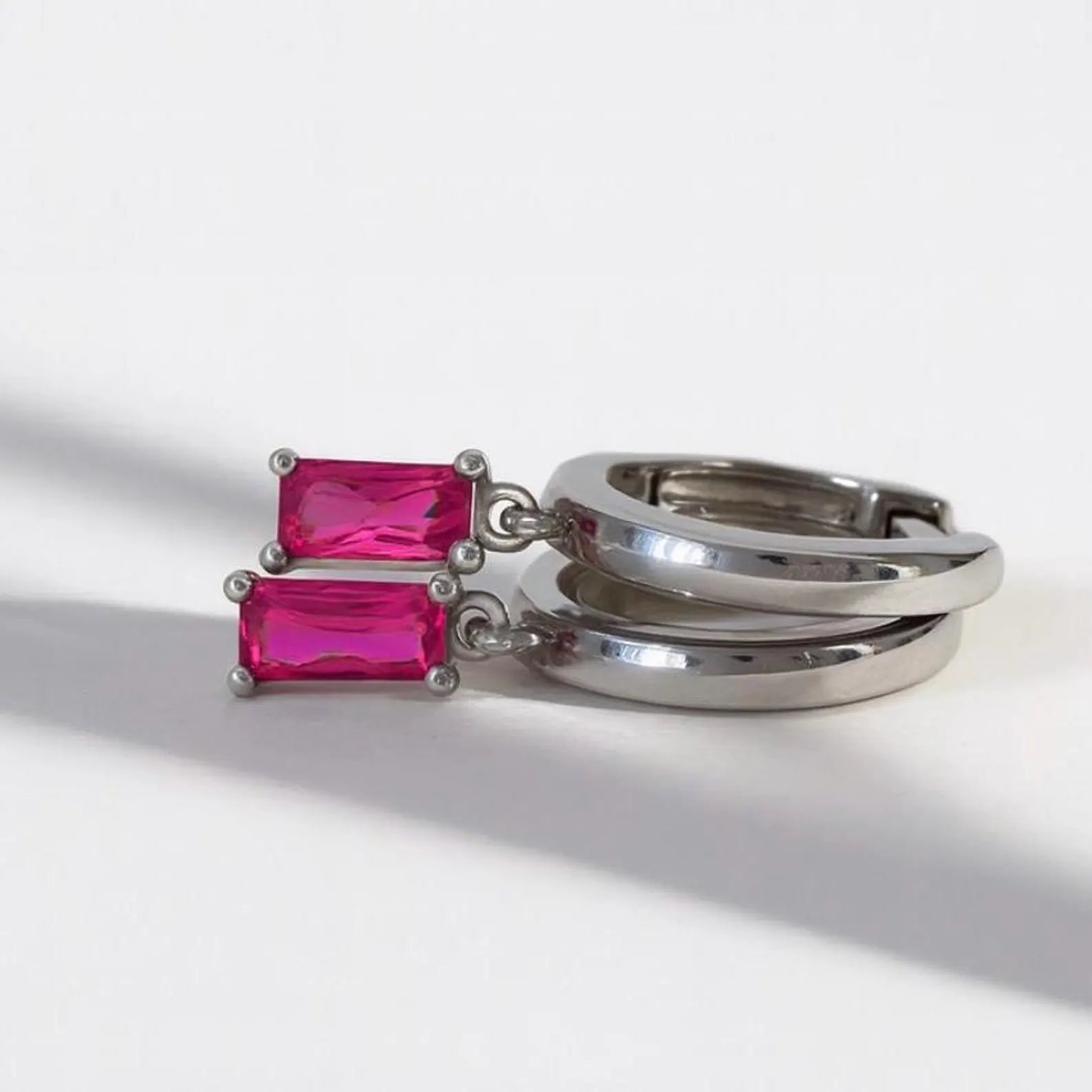 Pink Tourmaline Baguette Earring