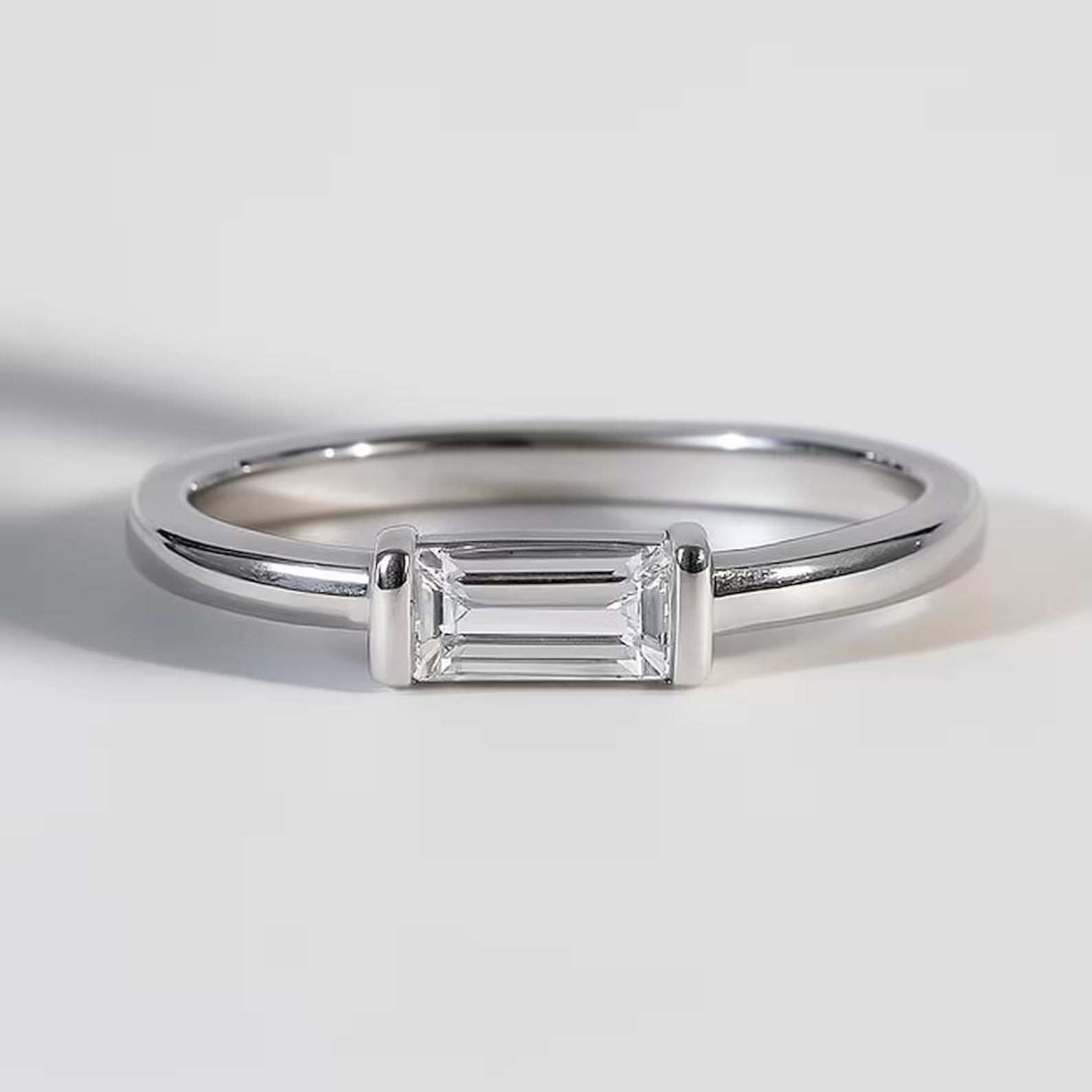 Moissanite Baguette Ring