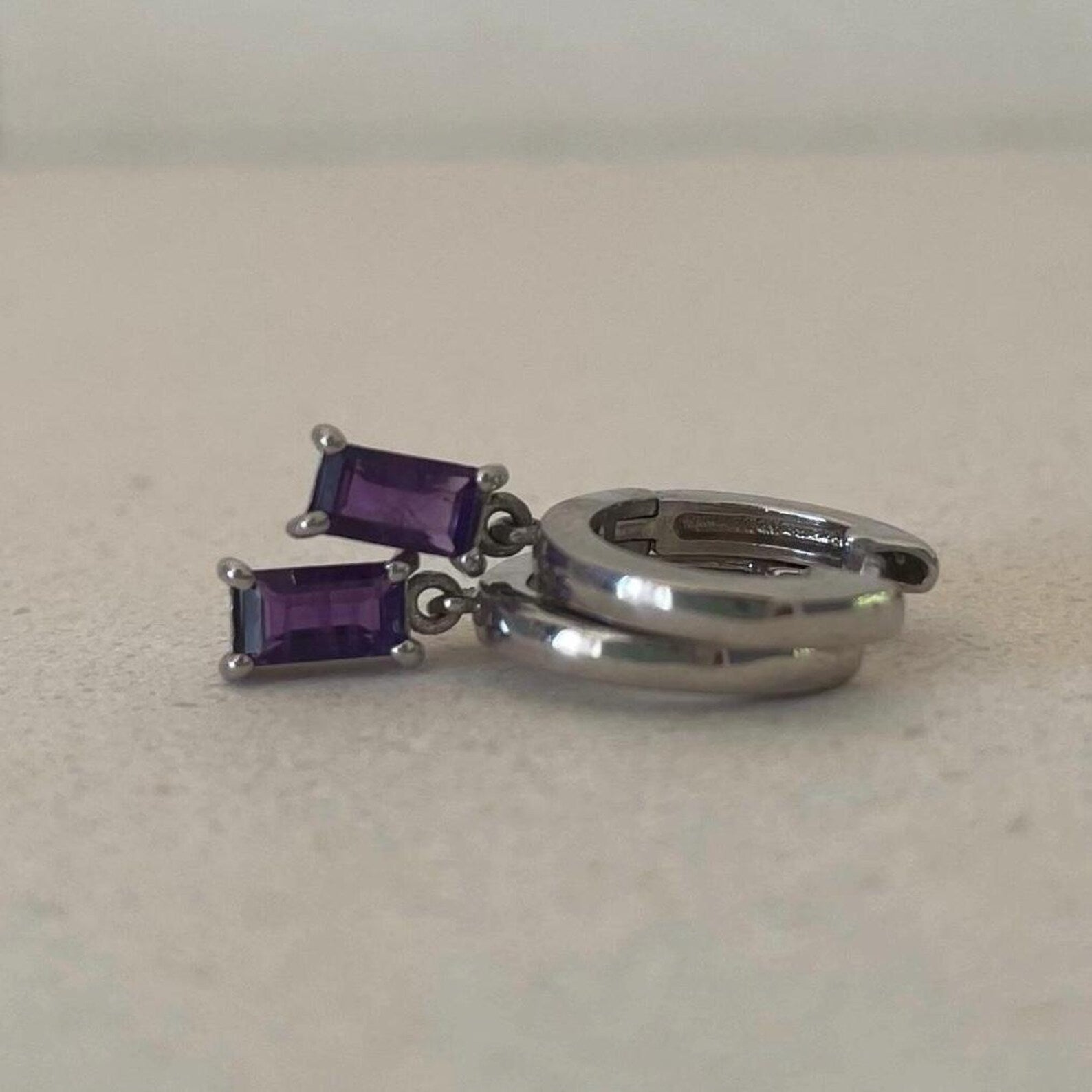 Amethyst Baguette Earring