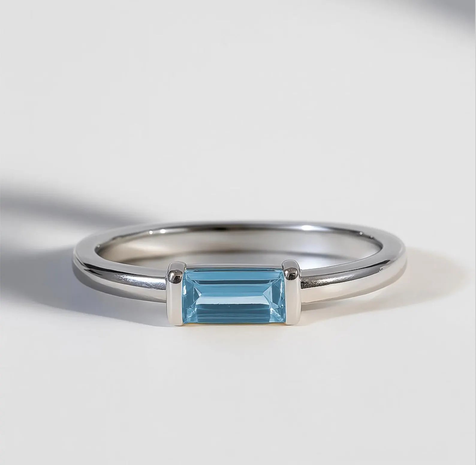 Aquamarine Baguette Ring
