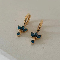 Dangle London Blue Topaz Lotus Flower Hoop Earrings | Sterling Silver