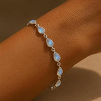 Moonstone Teardrop Bezel-Set Tennis Bracelet - Rose Gold