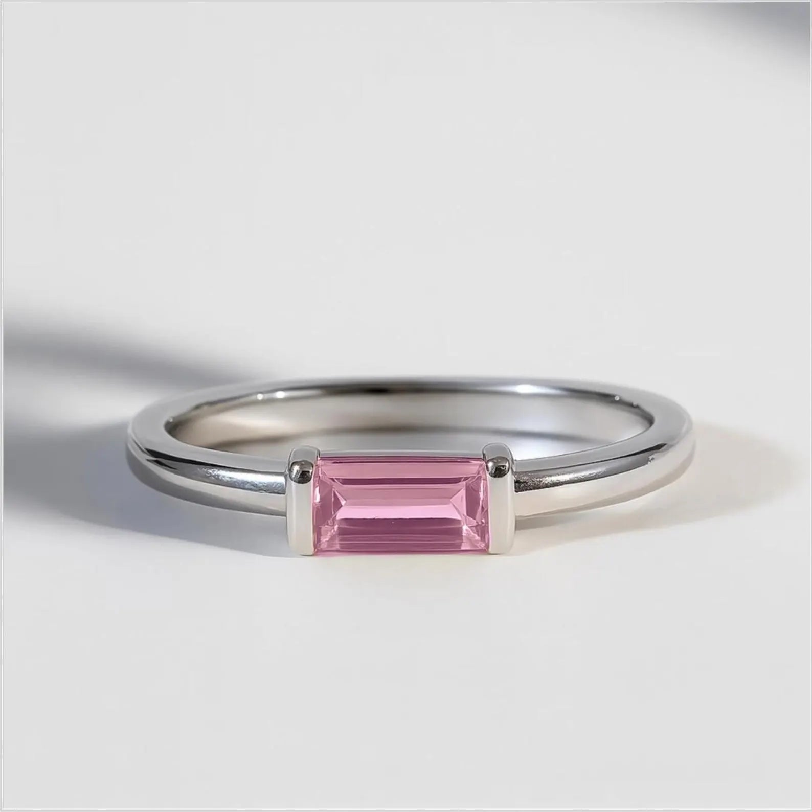 Pink Sapphire Baguette Ring