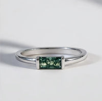 Moss Agate Baguette Ring | Sterling Silver