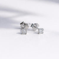 Moissanite Stud Earrings 3mm 0.1ct Round Cut