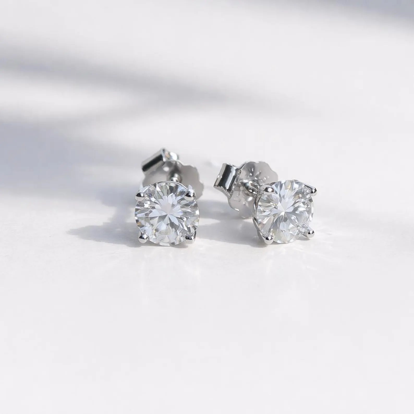 Moissanite Stud Earrings 5mm 0.5ct Round Cut