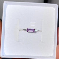Silver ring with a rectangular Alexandrite gemstone