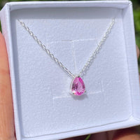 Pink Sapphire Pear Cut Pendant Necklace