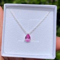 Pink Sapphire Pear Cut Pendant Necklace