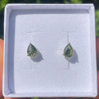 Moss agate pear cut earrings