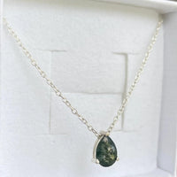 Moss agate teardrop necklace