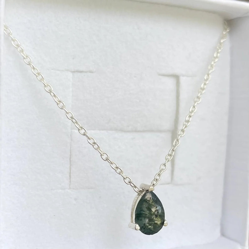 Moss agate teardrop necklace
