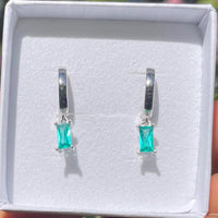 Paraiba Tourmaline Baguette Hoop Earrings