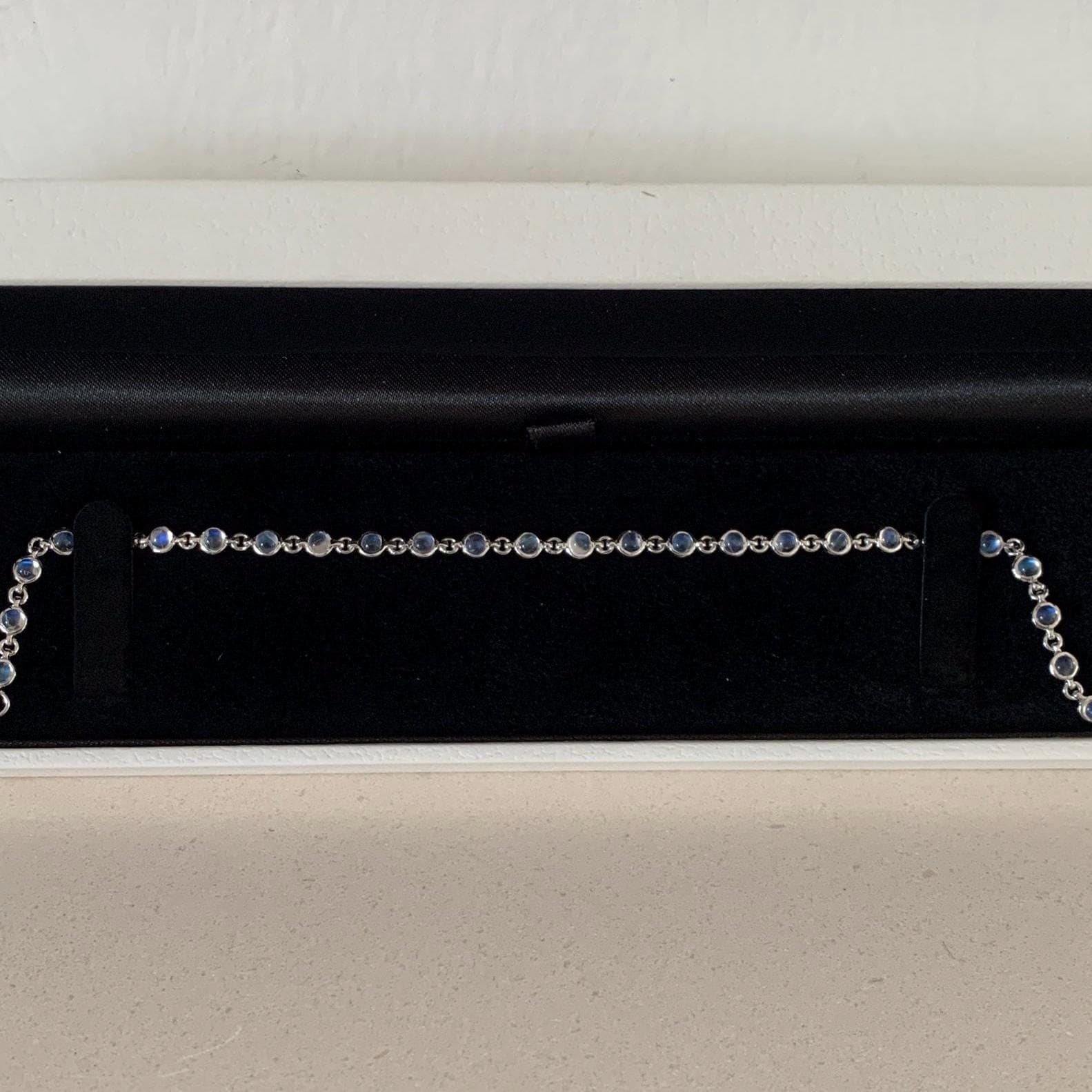 Bezel-Set Round Moonstone Tennis Bracelet