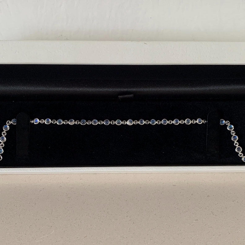 Bezel-Set Round Moonstone Tennis Bracelet