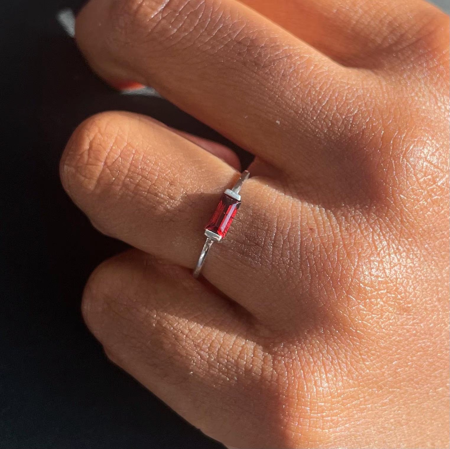 Garnet Baguette Ring