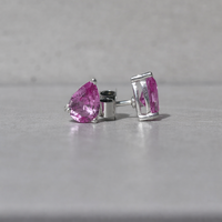 Pink Sapphire Pear Cut Stud Earrings