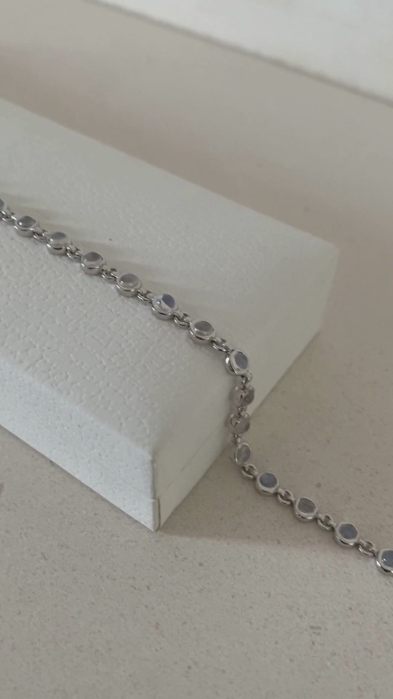 Bezel-Set Round Moonstone Tennis Bracelet